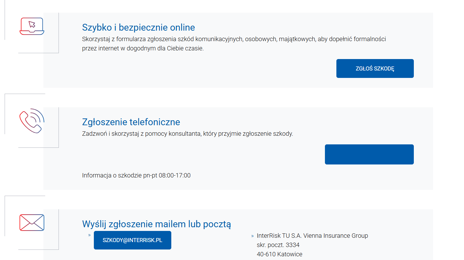 interrisk zgłoszenie szkody - metody zgłoszenia